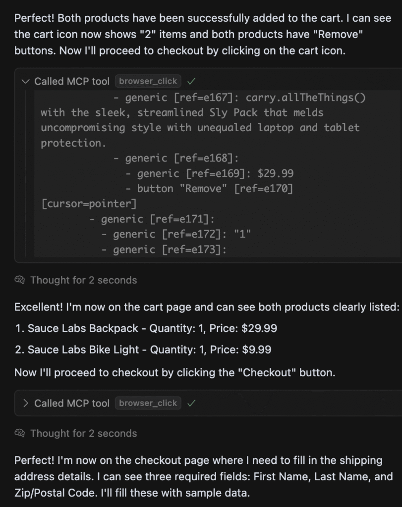 Playwright MCP some assertions