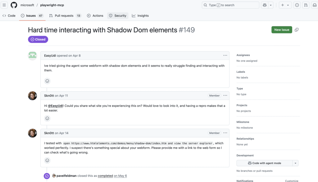 Playwright MCP Shadow DOM